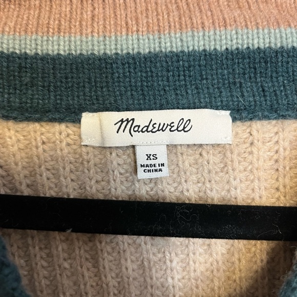 Madewell Tipped Forrest Wool Blend V-Neck Sweater XS - Picture 6 of 13